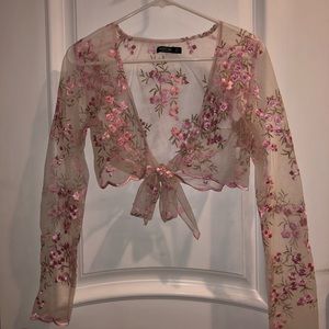 Beautiful, floral mesh top!